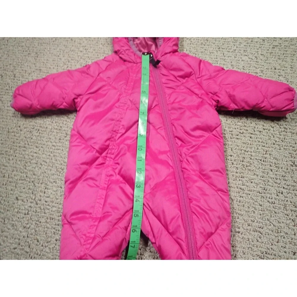 REI Bunting‎ Snowsuit Girls 6M Pink Excellent Down Insulated Quilted Hooded